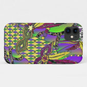 Coques Case-Mate iPhone Masques à plumes de Mardi Gras psychédéliques (Dos (Horizontal))