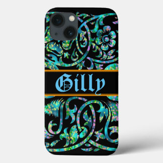 iPhone 13 Case Masselli Blue Vieux Anglais Monogramme Téléphone