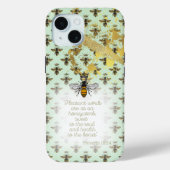 Coques Case-Mate iPhone Matrice d'abeille verte pastel chic et or avec Écr (Verso)
