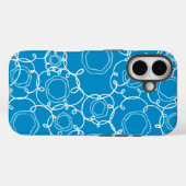 Coques Case-Mate iPhone Matrice florale abstraite (bleue) Beaux-arts (Verso (horizontal))