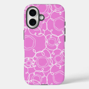 Coques iPhone 16 Matrice florale abstraite (rose tendre) Beaux-arts
