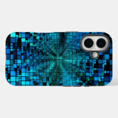 Coques Case-Mate iPhone Matrice futuriste | Pixels bleus personnalisés (Verso (horizontal))