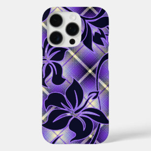 Coques iPhone 16 Pro Mauna Loa Hibiscus Hawaïen Plaid Purple