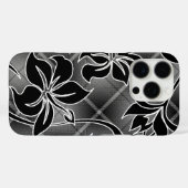 Coques Case-Mate iPhone Mauna Loa Hibiscus Hawaii Plaid Noir (Verso (horizontal))