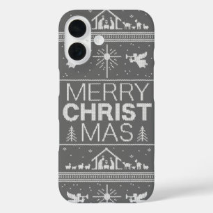 Coques iPhone 16 Mauvais Joyeux CHRISTmas Sweater Christ Christian