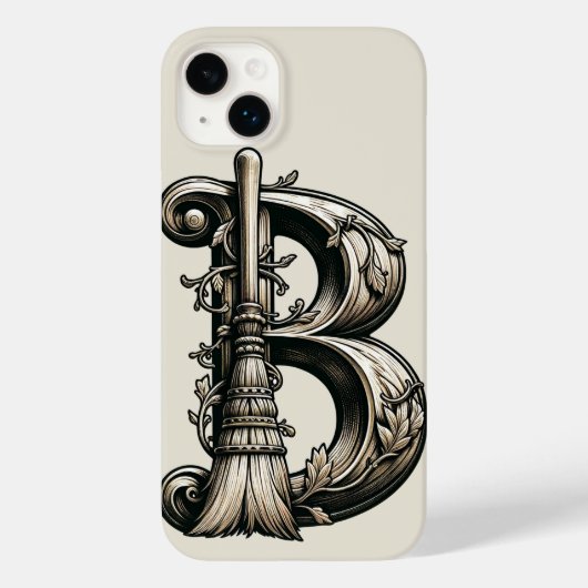 Coques Case-Mate iPhone Mauvaise Sorcière Balai Sorcier Lettre B Initiale (Verso)