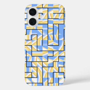 Coques iPhone 16 Maze bleu et jaune