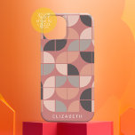 Coques iPhone 16 MCM Mod Circles Motif rose or rose pâle gris<br><div class="desc">Un motif moderne du milieu du siècle avec des quarts de cercles dans un motif rétro branché. Le design minimal comprend une combinaison d'or rose, de rose roux et de gris. Vous pouvez ajouter votre nom en bas dans une police simple sans serif. Pour les utilisateurs avancés, vous pouvez modifier...</div>