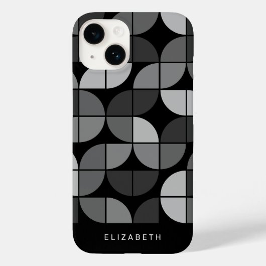 Coques Case-Mate iPhone MCM Motif géométrique Mod Cercles - noir et gris (Verso)