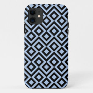 Coque iPhone 11 Méandre bleu-clair et noir