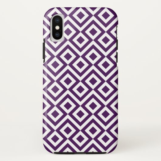 Coques Case-Mate iPhone Méandre géométrique en violet et blanc (Dos)