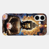 Coques Case-Mate iPhone Médaille enchantée de Bouddha en or et couverture (Verso (horizontal))
