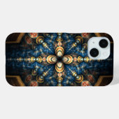 Coques Case-Mate iPhone Médaillon moderne bleu et orange Motif (Verso (horizontal))