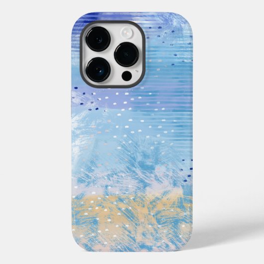 Coques Case-Mate iPhone Média mixte Abstrait bleu turquoise jaune (Verso)