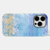 Coques Case-Mate iPhone Média mixte Abstrait bleu turquoise jaune (Verso (horizontal))