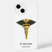 Coques Case-Mate iPhone Médicale Élégant Classy Gold Caduceus Black Wings (Verso)
