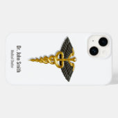 Coques Case-Mate iPhone Médicale Élégant Classy Gold Caduceus Black Wings (Verso (horizontal))