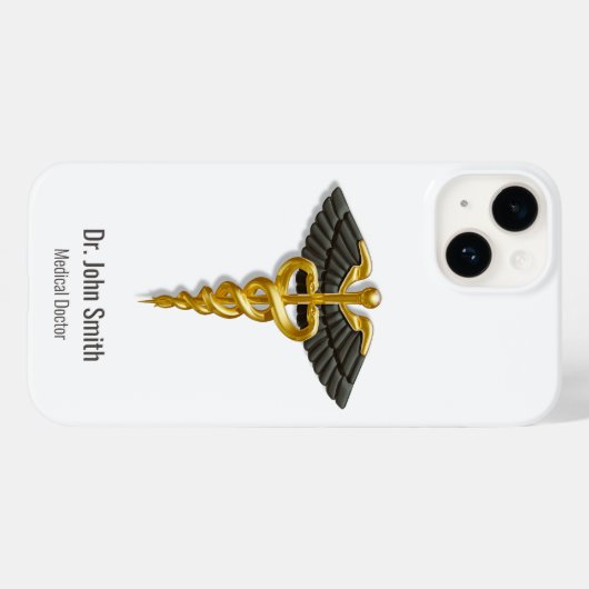 Coques Case-Mate iPhone Médicale Élégant Classy Gold Caduceus Black Wings (Verso (horizontal))