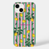 Coques Case-Mate iPhone Mediterranean Lemons Pink Green Stripes Name (Verso)