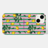 Coques Case-Mate iPhone Mediterranean Lemons Pink Green Stripes Name (Verso (horizontal))