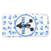 Coques Case-Mate iPhone Mégaphones bleus et pom-pom girl personnalisés (Dos (Horizontal))