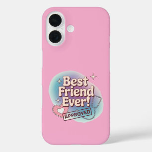 Coques iPhone 16 Meilleur ami jamais, conception de texte approuvée