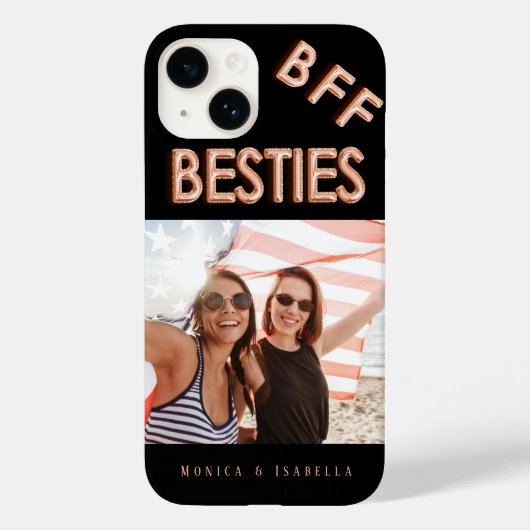 Coques Case-Mate iPhone Meilleur ami noir rose or photo besties bff (Verso)