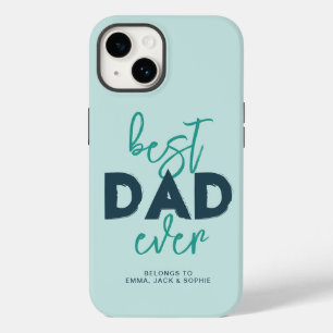 Coque Pour iPhone 14 Meilleur Papa du Monde Appartient aux Enfants Noms