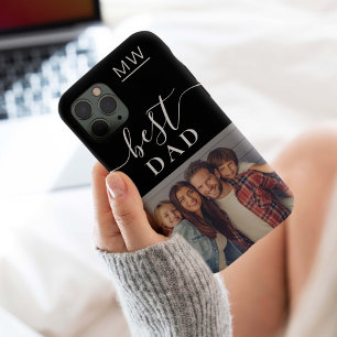 Coque Pour iPhone 15 Meilleur Papa Monogramme Moderne Écriture Photo No