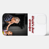 Coques Case-Mate iPhone Meilleur papi photo texte bordeaux (Verso (horizontal))