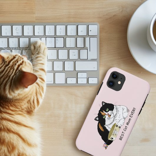 Coques Case-Mate iPhone Meilleure Maman Chat Fête des Mères Rose Calicot G