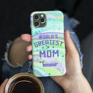 Case-Mate iPhone Case Meilleure Maman du Monde Fête des Mères Paillettes