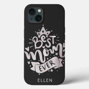 Case-Mate iPhone Case Meilleure Maman Ever  Argent Nom personnalisé Fête