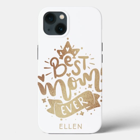 Coques Case-Mate iPhone Meilleure maman Ever Gold Personnalisé Nom de la f (Verso)