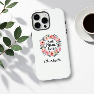 Coques iPhone 16 Pro Max Meilleure maman jamais Couronne florale Fête d
