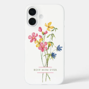Coques iPhone 16 Meilleure maman jamais Fleur sauvage Bouquet Fête 