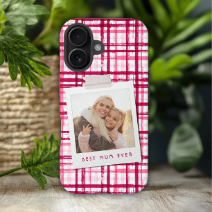 Coques iPhone 16 Plus Meilleure maman jamais photo mignonne moderne roug