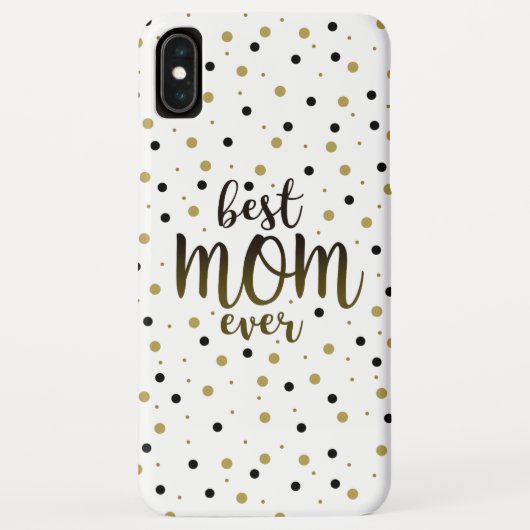 Coques Case-Mate iPhone Meilleure Maman Noir et Or Confetti (Dos)