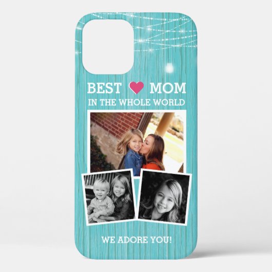 Coques Case-Mate iPhone Meilleure maman String Lights Wood Family Photo Co (Verso)