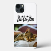 Coques Case-Mate iPhone Meilleure photo de maman chat texte noir (Verso)