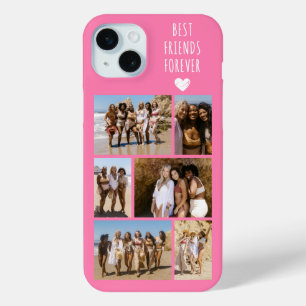 Coque iPhone 15 Mini Meilleures Amies Pour Toujours 6 Photo Rose