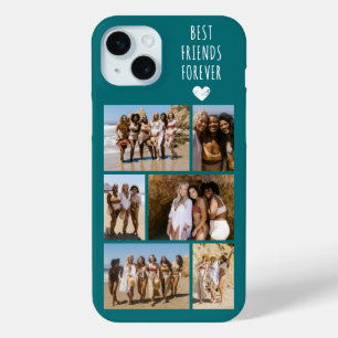 Coque iPhone 15 Mini Meilleures Amies Pour Toujours 6 Photo Turquoise