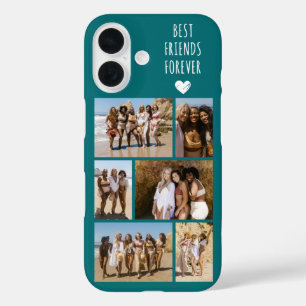 Coques iPhone 16 Meilleures Amies Pour Toujours 6 Photo Turquoise