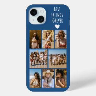 Coque iPhone 15 Mini Meilleures Amies Pour Toujours 8 Photo Bleue