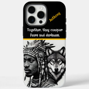 Coques iPhone 16 Pro Max Mélange de portrait de l'esprit humain-loup