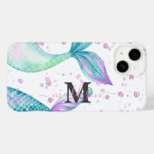 Coques Case-Mate iPhone Mélange sirène d'aquarelle Monogramme (Verso (horizontal))