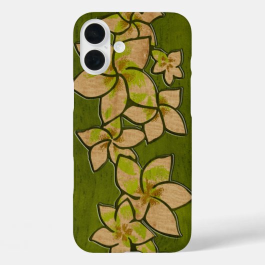 Coques Case-Mate iPhone Melia Hawaii Plumeria Faux Wood Green (Verso)