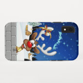 Coques Case-Mate iPhone Mème de Noël drôle de renne qui regarde par-dessus (Dos (Horizontal))