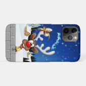 Coques Case-Mate iPhone Mème de Noël drôle de renne qui regarde par-dessus (Dos (Horizontal))