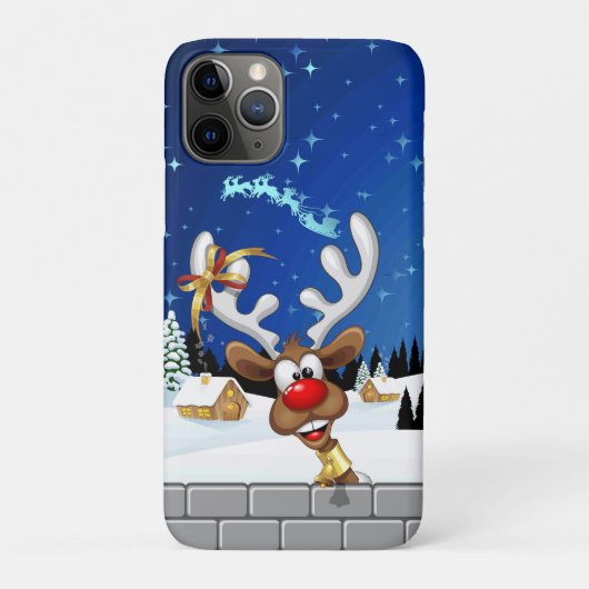 Coques Case-Mate iPhone Mème de Noël drôle de renne qui regarde par-dessus (Dos)